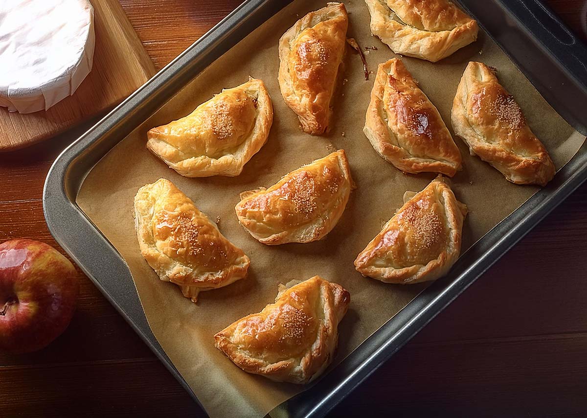 recette des chaussons aux pommes et camembert : une fusion parfaite entre sucré et salé. Idéal pour vos apéritifs et brunchs !