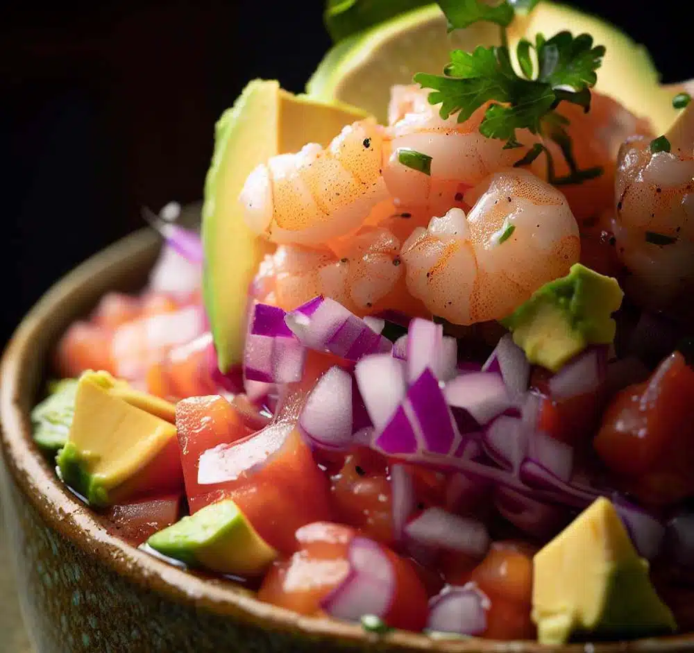 Recette mexicaine de Ceviche aux crevettes et avocat