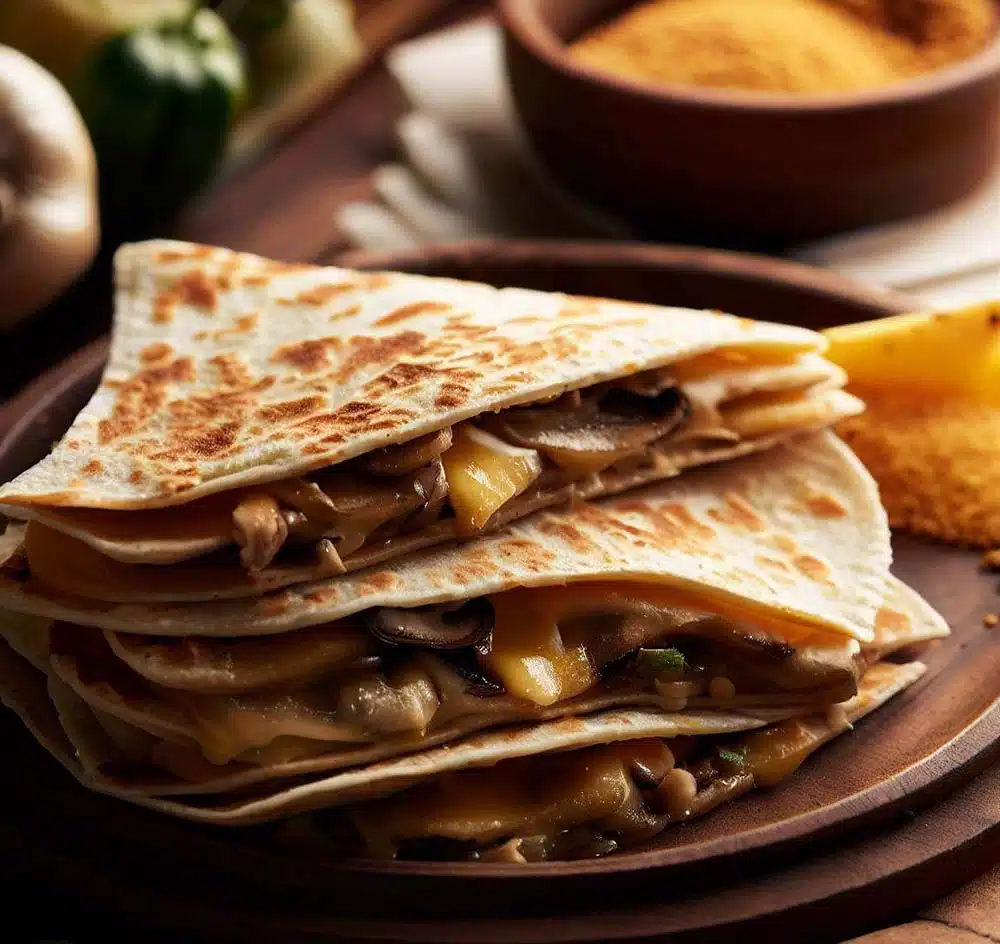Recette facile et rapide de Quesadillas au fromage et aux champignons