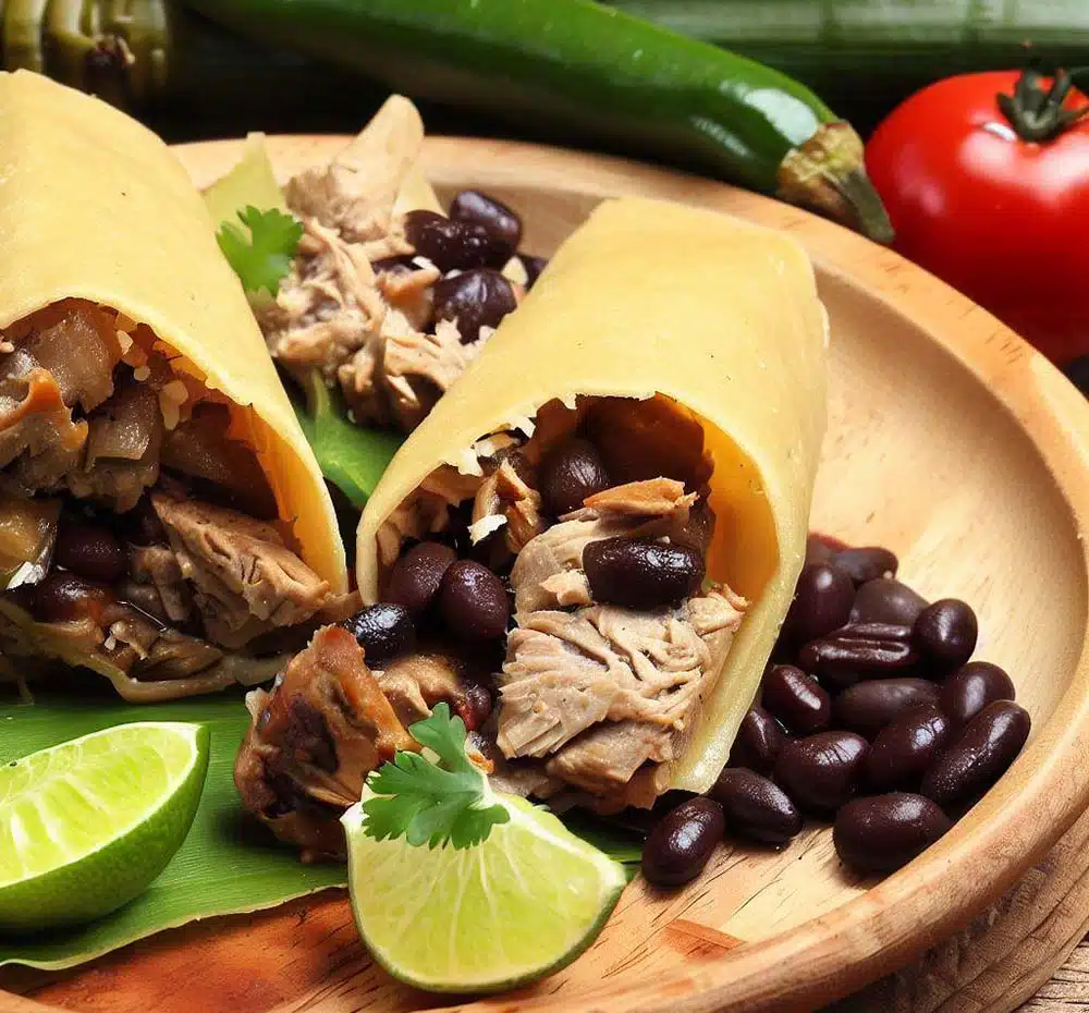 Recette facile et rapide de Tamales au porc et haricots noirs